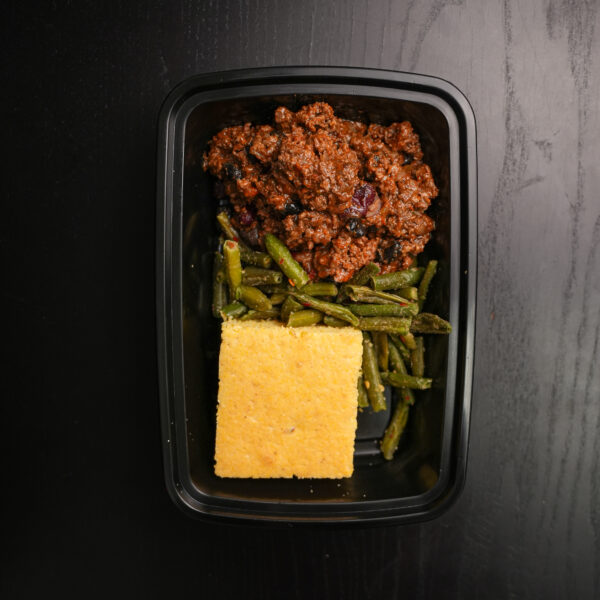 Beef Chili on Dark Table