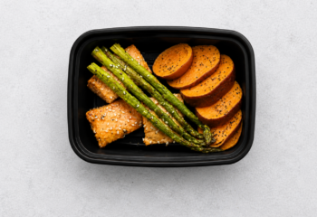 Brown Sugar Glazed Salmon and Roasted Sweet Potatoes