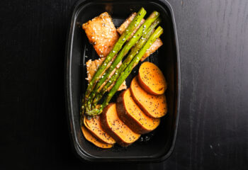 Brown Sugar Glazed Salmon and Roasted Sweet Potatoes